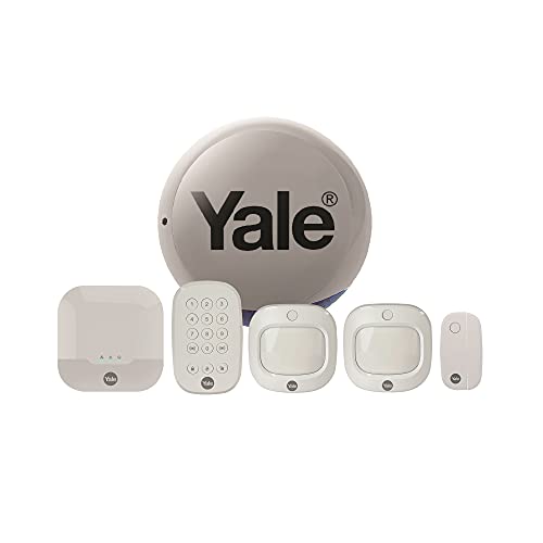Yale IA-320G Sync Smart Home Alarm 6 piece kit with Grey Siren. Includes Sync Alarm Hub, External Grey Siren, 1x Door/Window Contacts, 2x PIR Motion Detector, Keypad.