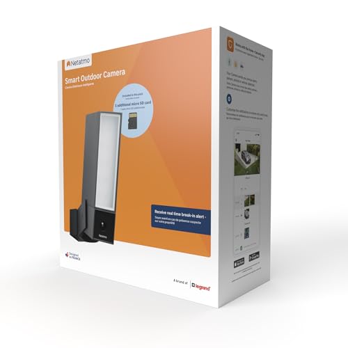 Netatmo Smart Outdoor Security Camera, Wi-Fi, Integrated Floodlight, Movement Detection, Night Vision, Without Fees, NOC-AMZ