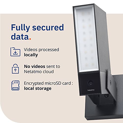 Netatmo Smart Outdoor Security Camera, Wi-Fi, Integrated Floodlight, Movement Detection, Night Vision, Without Fees, NOC-AMZ
