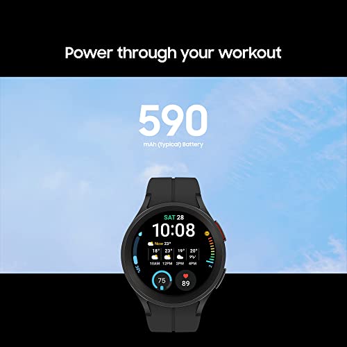 Samsung Galaxy Watch5 Pro Smart Watch, Health Monitoring, Fitness Tracker, Long Lasting Battery, LTE, 45mm, Black Titanium, UK Version (Renewed)