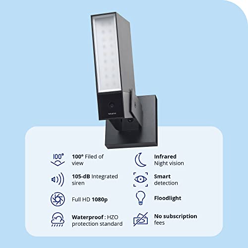 Netatmo Smart Outdoor Security Camera, Wi-Fi, Integrated Floodlight, Movement Detection, Night Vision, Without Fees, NOC-AMZ