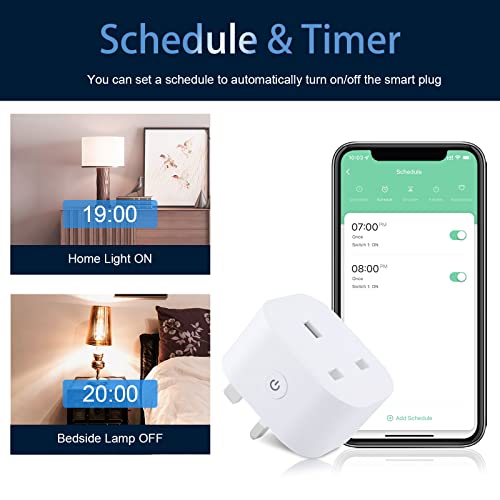 ANTELA Smart Plug with Energy Monitoring, Alexa Voice Control, 2,4GHz WiFi Plug, Smart Life APP Wireless Remote Control and Timer Function, Work with Alexa and Google Home, 13A (4 Packs)