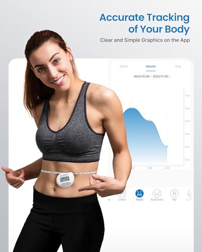 RENPHO Body Tape Measure for Weight Loss, Smart Body Measuring Tape for Body Measurements, Fitness Body Composition Monitors with APP, Retractable Dual-Scale Body Measurement Tape