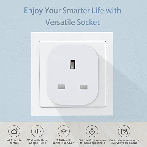 ANTELA Smart Plug with Energy Monitoring, Alexa Voice Control, 2,4GHz WiFi Plug, Smart Life APP Wireless Remote Control and Timer Function, Work with Alexa and Google Home, 13A (4 Packs)