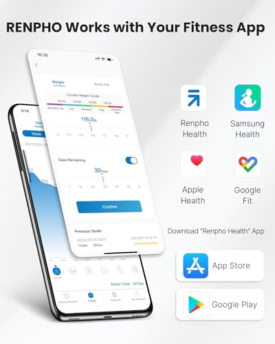 Bluetooth Body Fat Scale, RENPHO Digital Smart Bathroom Weight Scales for Body Composition Analyzer with Smartphone App, 13 Body Composition Measurements for Fitness, Black, Elis 1