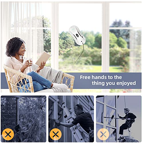 AlfaBot X7 Window Cleaner Robot, X7 Smart Window Vacuum Cleaner with Automatic Water Spray, Glass Cleaning Robot for Interior/Exterior Highrise Windows