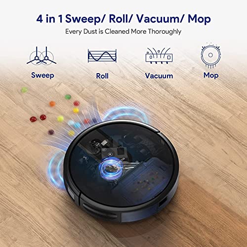 Bagotte Robot Vacuum Cleaner,4-in-1 Robot Vacuum with Mop, Carpet Automatic Boost,Gyro Navigation,Virtual Boundary, WIFI/APP/Alexa for Pet Hair Hard Floor Carpet