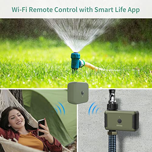 WiFi Water Timer, Diivoo Smart Irrigation Sprinkler Timer with 2 Watering Modes, Compatible with Alexa and Google Home via WiFi Hub for Garden Lawn