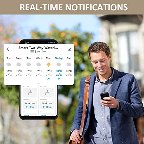 Smart WiFi Water Timer with Separate 2 Outlet, Dual WiFi Sprinkler Timer Outdoor Wireless Water Hose Timer Work with Alexa, Automatic Irrigation Timer for Garden Lawn Watering