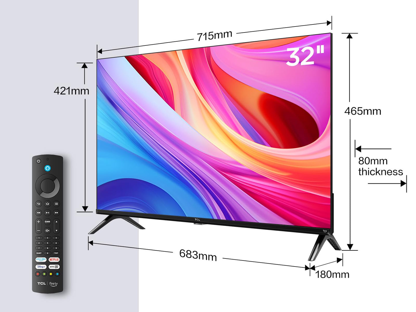 TCL 32SF540K 32 inch FHD Fire TV with OS7 Smart television - HDR & HLG-Dolby Audio-DTS Virtual X/DTS-HD-Metal Bezel-less-Dual-band Wifi 5-with Fire OS 7 system