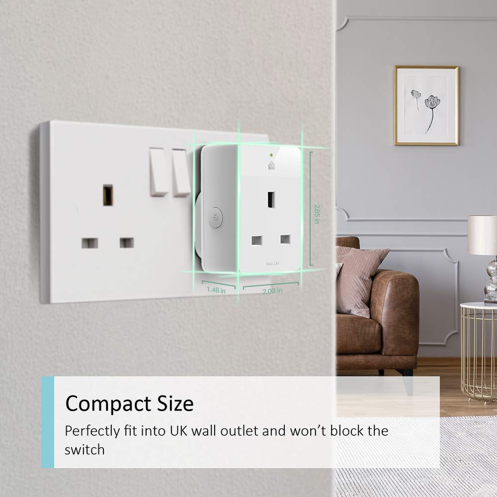 TP-Link Kasa Mini Smart Plug, WiFi Outlet, Works with Amazon Alexa(Echo and Echo Dot), Google Home and Samsung SmartThings, Wireless Smart Socket (KP105P3), Certified for Humans Device