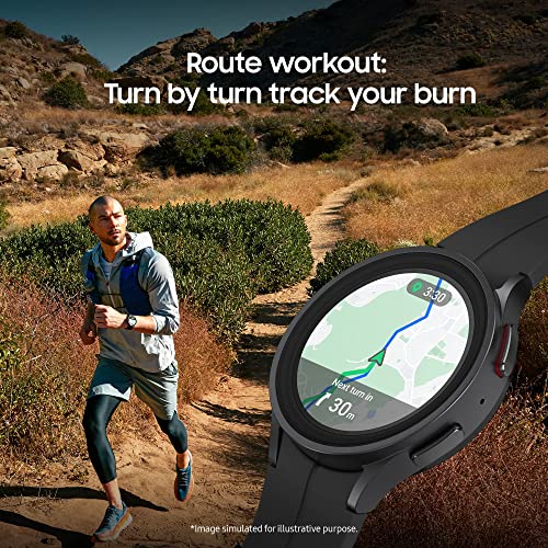 Samsung Galaxy Watch5 Pro Smart Watch, Health Monitoring, Fitness Tracker, Long Lasting Battery, LTE, 45mm, Black Titanium, UK Version (Renewed)