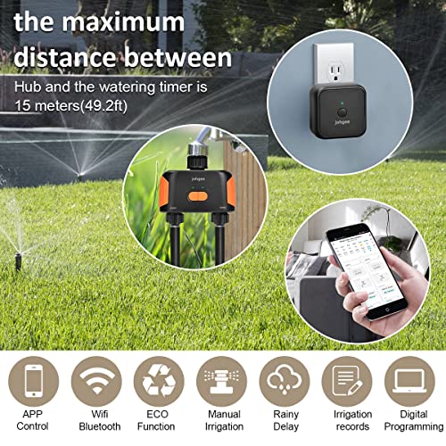 Smart WiFi Water Timer with Separate 2 Outlet, Dual WiFi Sprinkler Timer Outdoor Wireless Water Hose Timer Work with Alexa, Automatic Irrigation Timer for Garden Lawn Watering