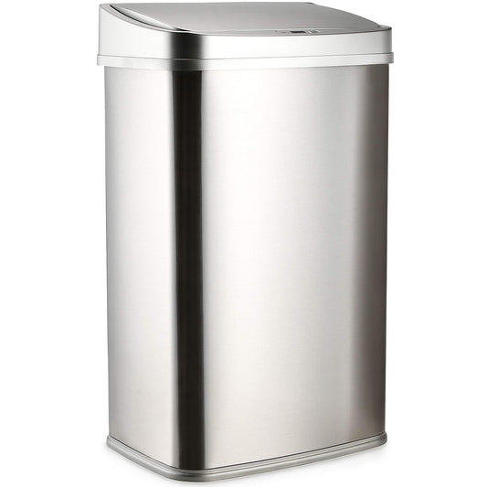 NETTA 50L Sensor Bin for Kitchen - Large Touch-Free Automatic Motion Sensor Waste Rubbish Bin, Dustbin, Trash Can - Rectangular Stainless Steel Silver 50 Litre