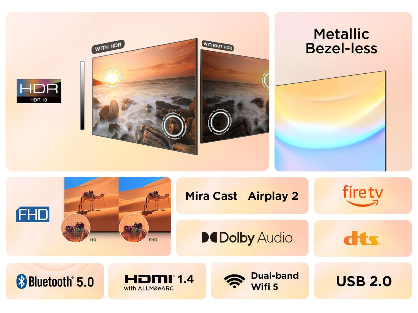 TCL 32SF540K 32 inch FHD Fire TV with OS7 Smart television - HDR & HLG-Dolby Audio-DTS Virtual X/DTS-HD-Metal Bezel-less-Dual-band Wifi 5-with Fire OS 7 system