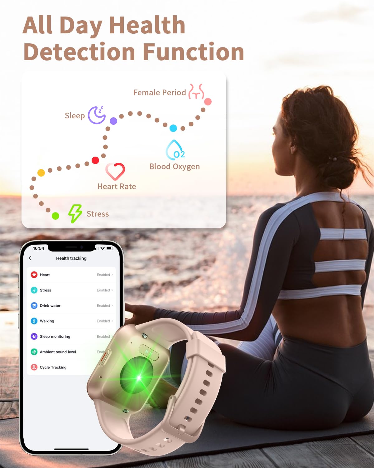 Smart Watch for Women(Answer/Make Call), Alexa Built-in 1.7" Touch Screen Fitness Watch with SpO2 Heart Rate Sleep Monitor, 60 Sports, IP68 Waterproof Step Counter Ladies Smartwatch for iPhone Android