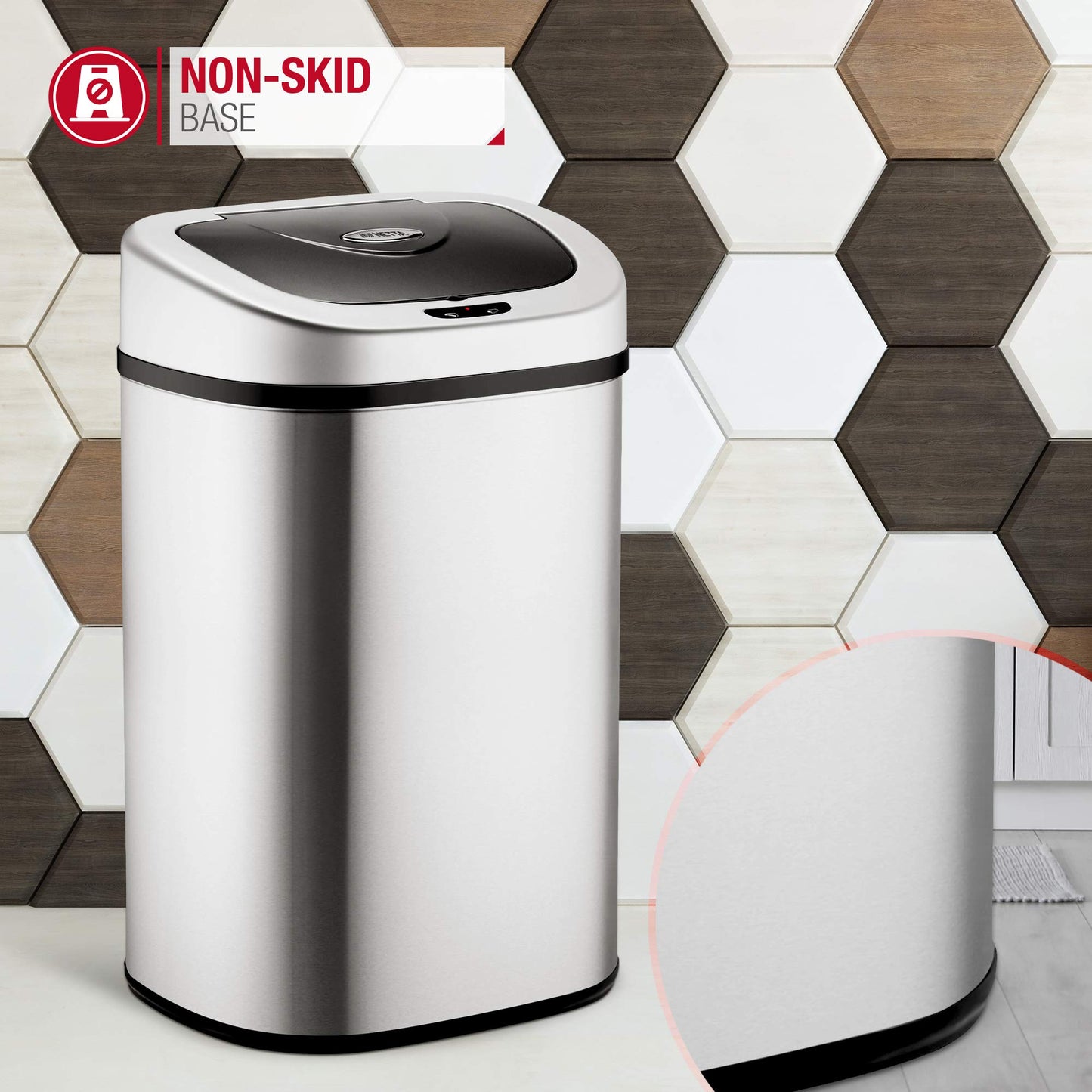 NETTA 80L Kitchen Recycling Sensor Bin – Large Touch-Free Automatic Motion Sensor Waste Rubbish Bin, Dustbin, Trash Can – Stainless Steel Finish – 80 Litre – Silver