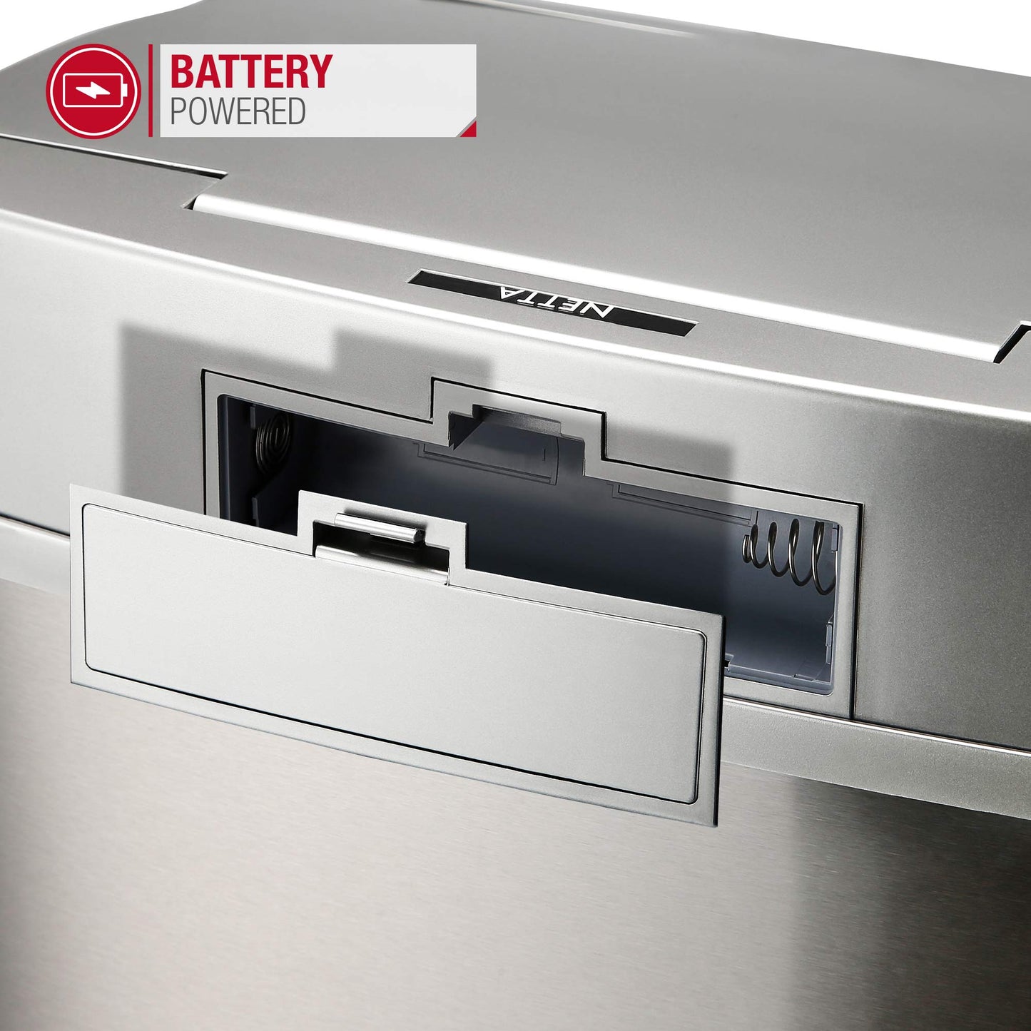 NETTA 50L Sensor Bin for Kitchen - Large Touch-Free Automatic Motion Sensor Waste Rubbish Bin, Dustbin, Trash Can - Rectangular Stainless Steel Silver 50 Litre