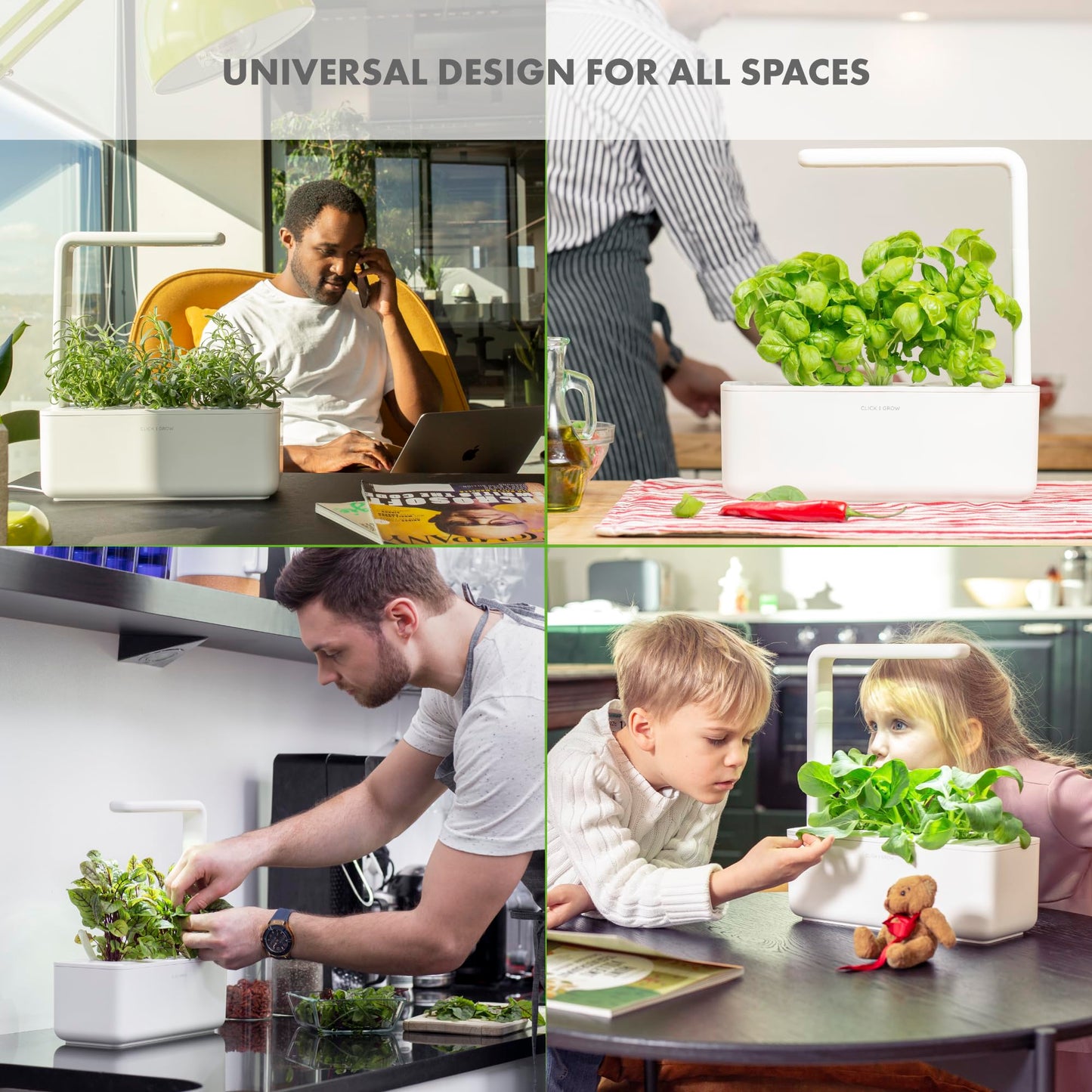 Click & Grow Indoor Herb Garden Kit with Grow Light | Smart Garden for Home Kitchen Windowsill | Easier than Hydroponics Growing System | Vegetable Gardening Starter (3 Basil Pods included), Grey