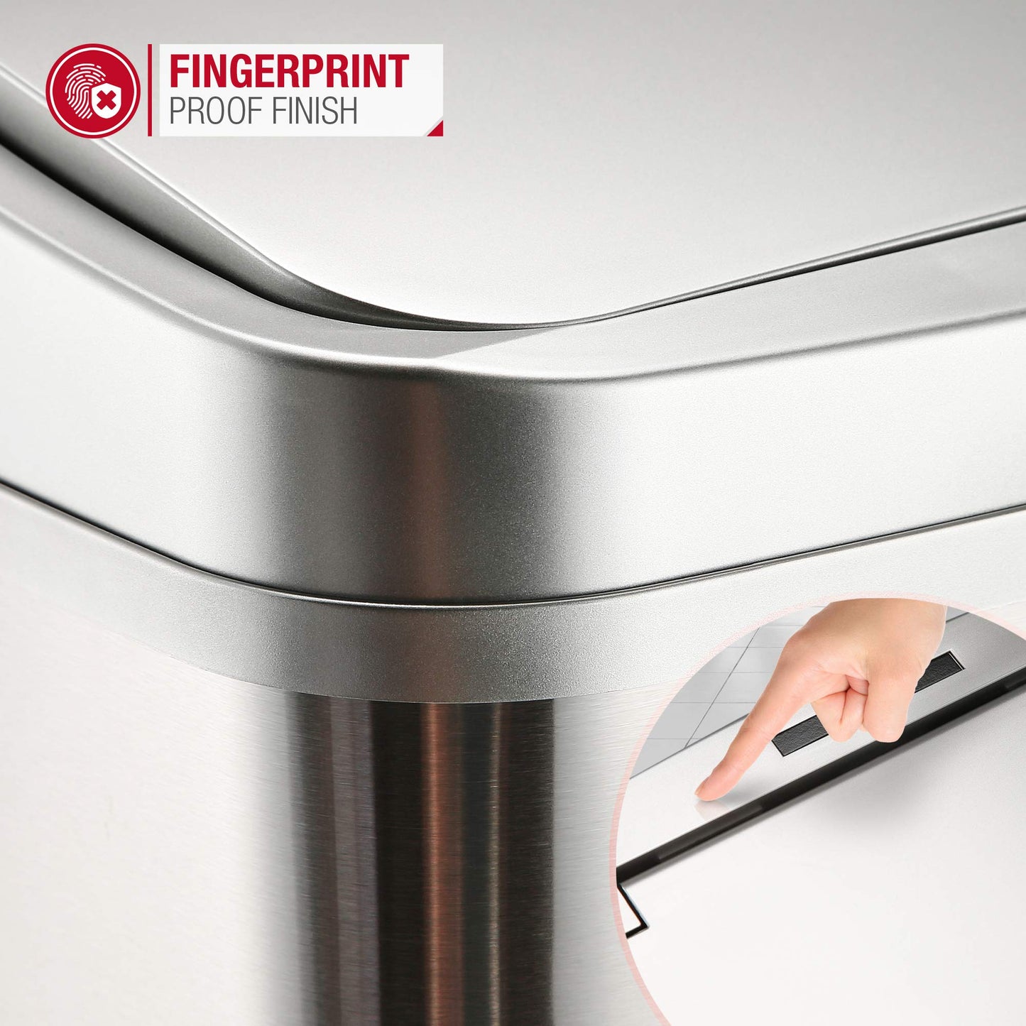 NETTA 50L Sensor Bin for Kitchen - Large Touch-Free Automatic Motion Sensor Waste Rubbish Bin, Dustbin, Trash Can - Rectangular Stainless Steel Silver 50 Litre