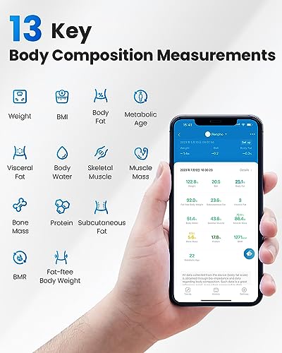 Bluetooth Body Fat Scale, RENPHO Digital Smart Bathroom Weight Scales for Body Composition Analyzer with Smartphone App, 13 Body Composition Measurements for Fitness, Black, Elis 1