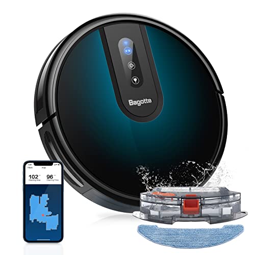 Bagotte Robot Vacuum Cleaner,4-in-1 Robot Vacuum with Mop, Carpet Automatic Boost,Gyro Navigation,Virtual Boundary, WIFI/APP/Alexa for Pet Hair Hard Floor Carpet