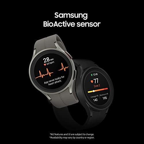 Samsung Galaxy Watch5 Pro Smart Watch, Health Monitoring, Fitness Tracker, Long Lasting Battery, LTE, 45mm, Black Titanium, UK Version (Renewed)