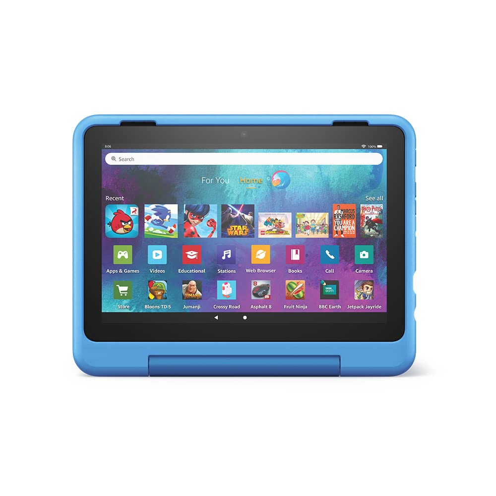 Amazon Fire HD 8 Kids Pro tablet | 8-inch HD display, ages 6–12, 30% faster processor, 13-hour battery life, Kid-Friendly Case, 32 GB, 2022 release, Cyber Sky