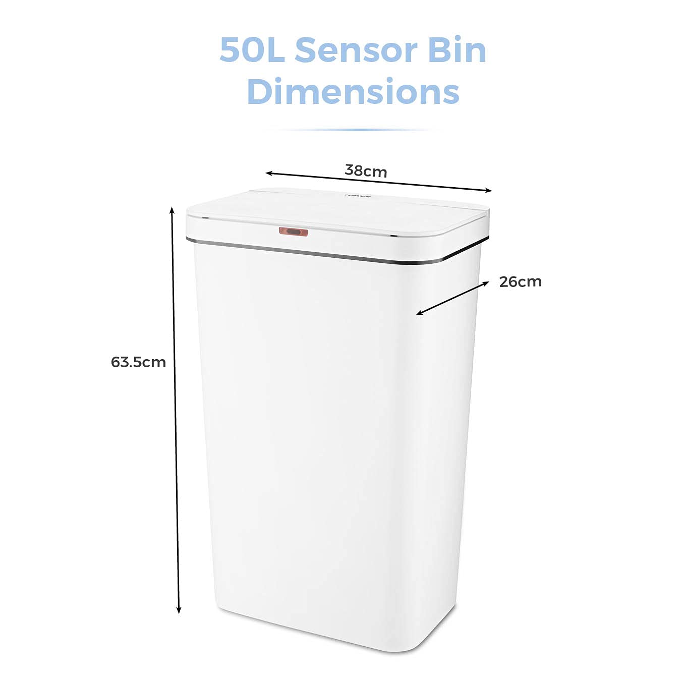 Tower T838005W Sensor Bin with Retainer Ring, Battery-Operated, 50L, White