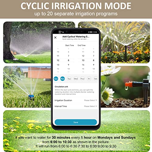 Smart WiFi Water Timer with Separate 2 Outlet, Dual WiFi Sprinkler Timer Outdoor Wireless Water Hose Timer Work with Alexa, Automatic Irrigation Timer for Garden Lawn Watering