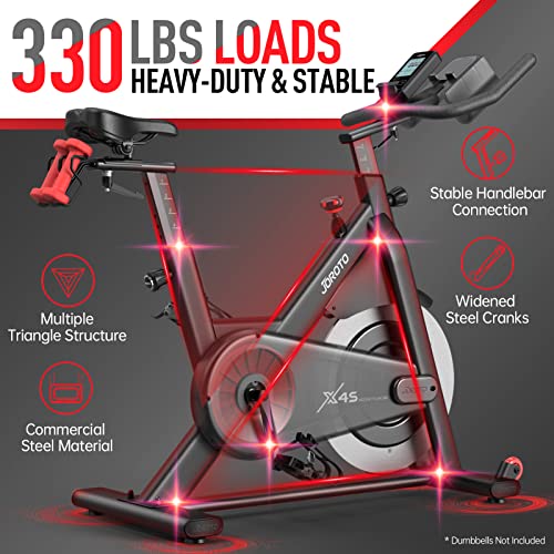 JOROTO X4S Bluetooth Exercise Bike - Indoor Cycling Bike with Readable Magnetic Resistance and Belt Drive Stationary Bikes (330 Pounds Capacity)