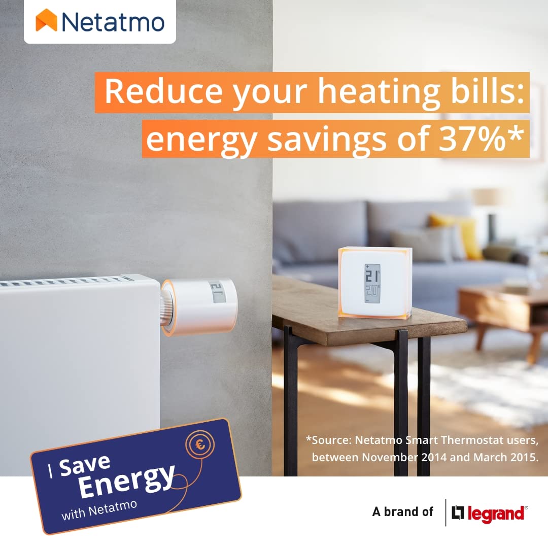 Netatmo Additional Smart Radiator Valve, Room control, Save Heating Costs, Add-on for Netatmo Thermostat and for collective or district heating, 2 add. batteries, works with voice assistants, NAV -AMZ