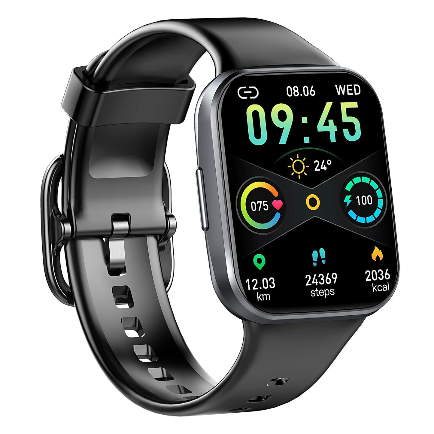 Smart Watch for Men Women, 1.69" Fitness Watch with Heart Rate Sleep Monitor/Step Counter, 2024 Fitness Tracker Smartwatch with 25 Sports Modes, IP68 Waterproof Activity Trackers for iOS Android-Black